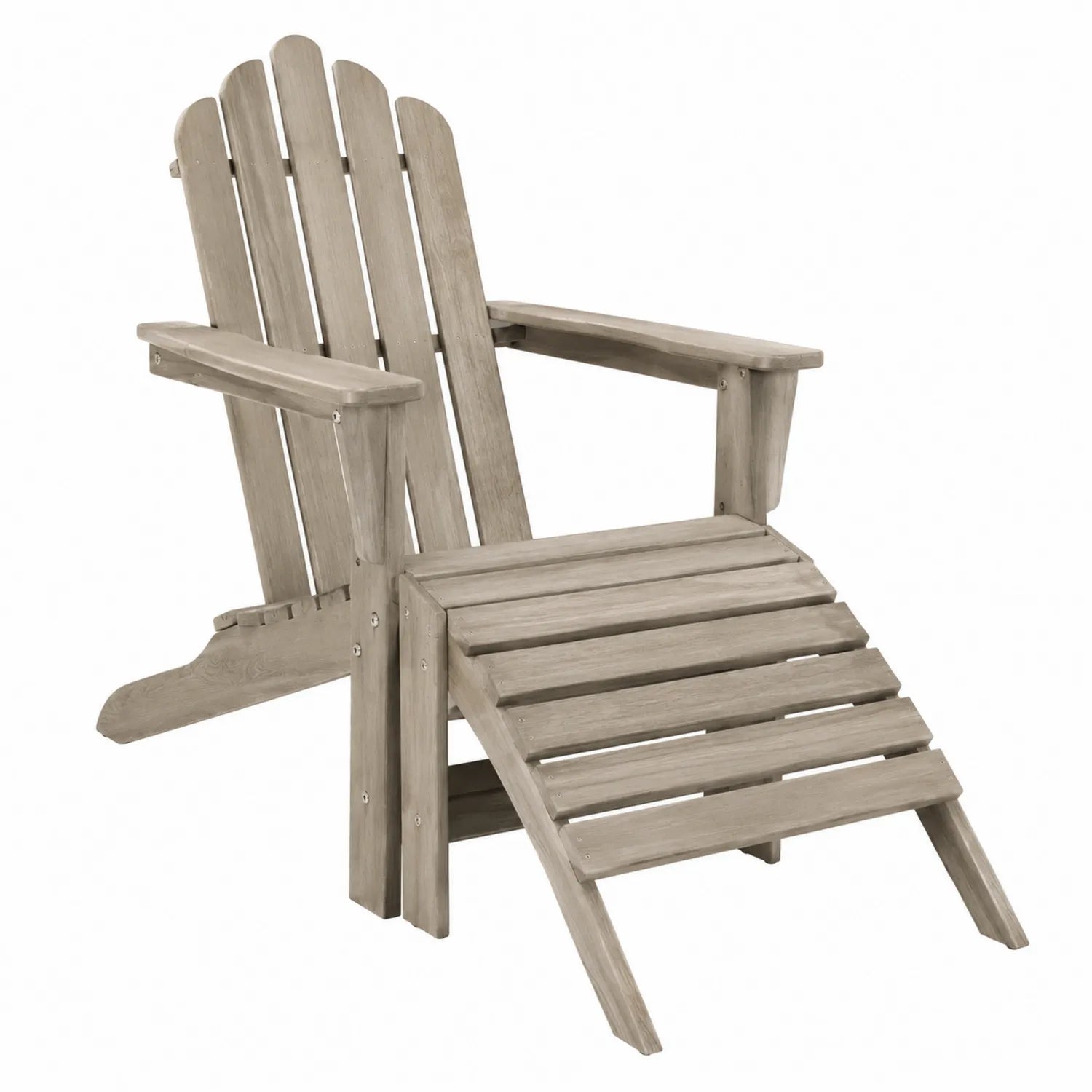 Adirondack Gartenstuhl Eukalyptusholz Beige mit Fußstütze