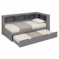 Graues Holz-Etagenbett mit Ausziehbett und Regal