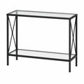 Konsolentisch aus gehärtetem Glas und Metall Schwarz 100x30x80 cm