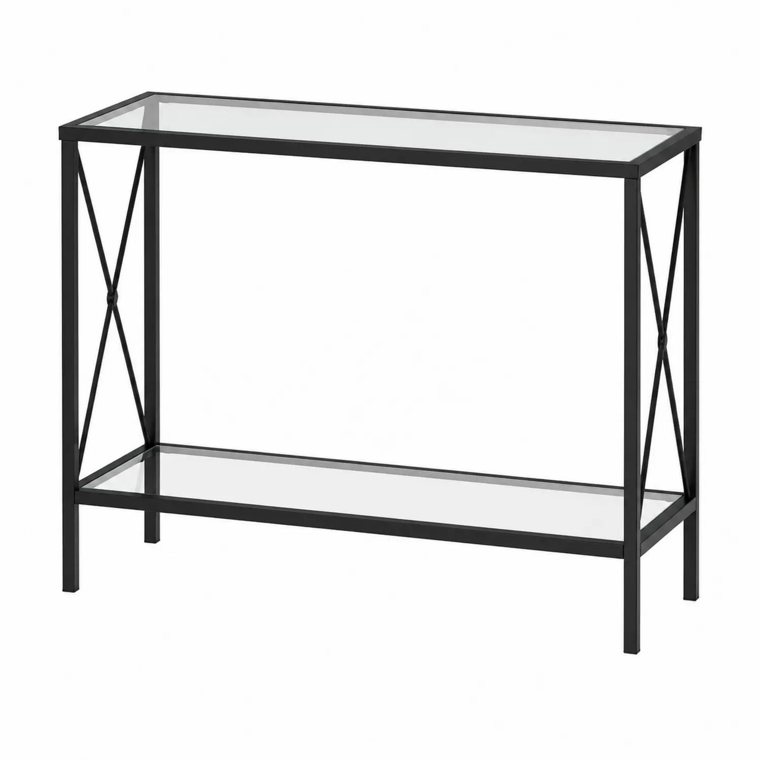 Konsolentisch aus gehärtetem Glas und Metall Schwarz 100x30x80 cm