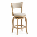 Barhocker aus Eiche mit Leinenbezug Beige