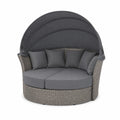 Gartensofa aus Rattan mit Verdeck, Grau