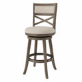 Drehbarer Barhocker mit Holzrahmen und Stoffpolster in Beige
