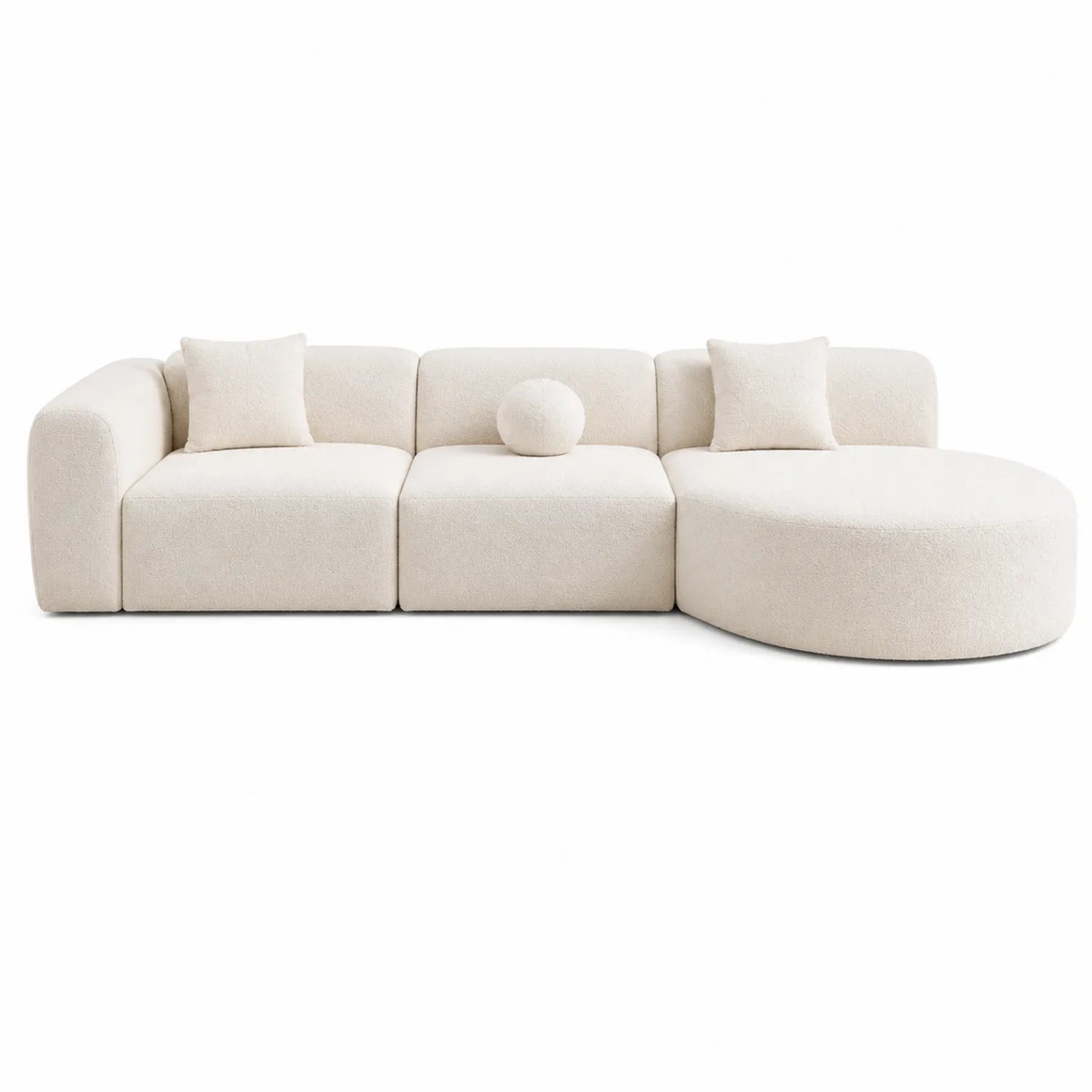 Modulares Sofa-Set aus Bouclé-Stoff Beige mit Ottomane 300cm