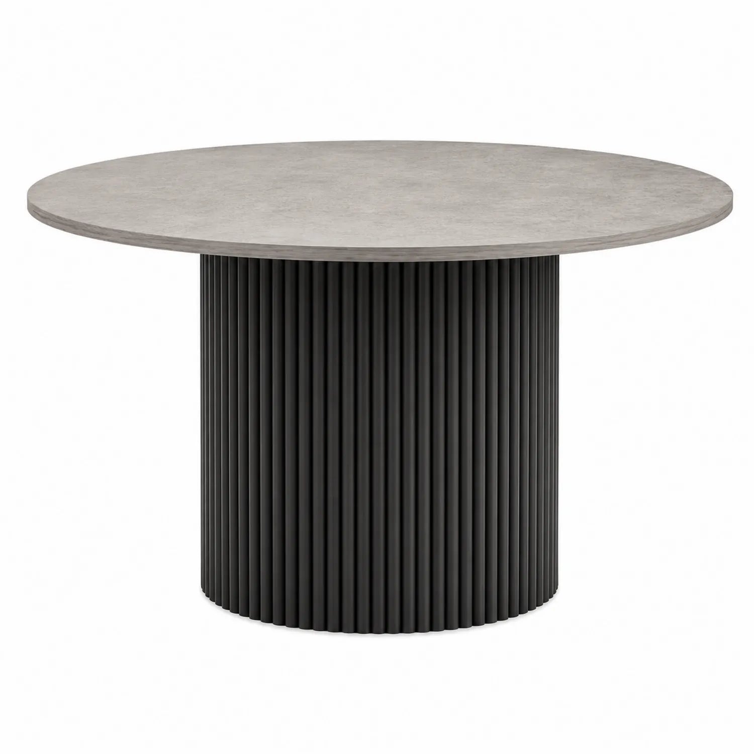 Runder Tisch aus Betonoptik und Metall, Grau/Schwarz, 120 cm