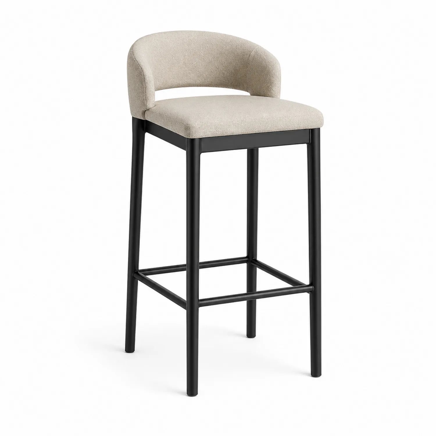 Barhocker mit Metallgestell und Stoffbezug Beige 105cm