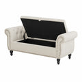 Samt-Sitzbank mit Stauraum Beige 150x45x45 cm