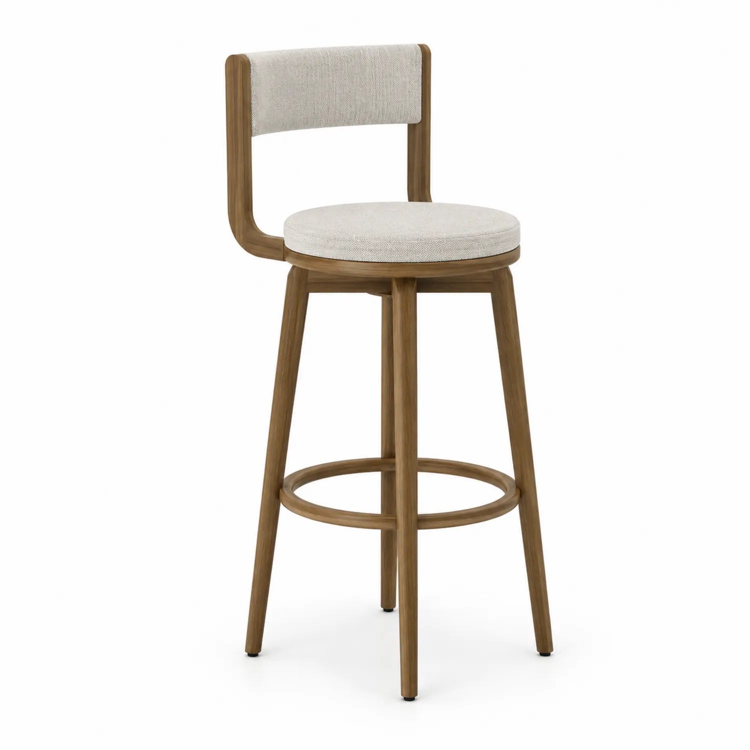 Barhocker mit Drehfunktion Holzrahmen Polyester Beige 110cm