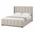 Stoffbett aus Holz mit Polyesterbezug Beige 160x200 cm