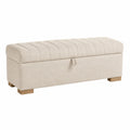 Stoff Sitzbank mit Stauraum Beige 120x40x45cm