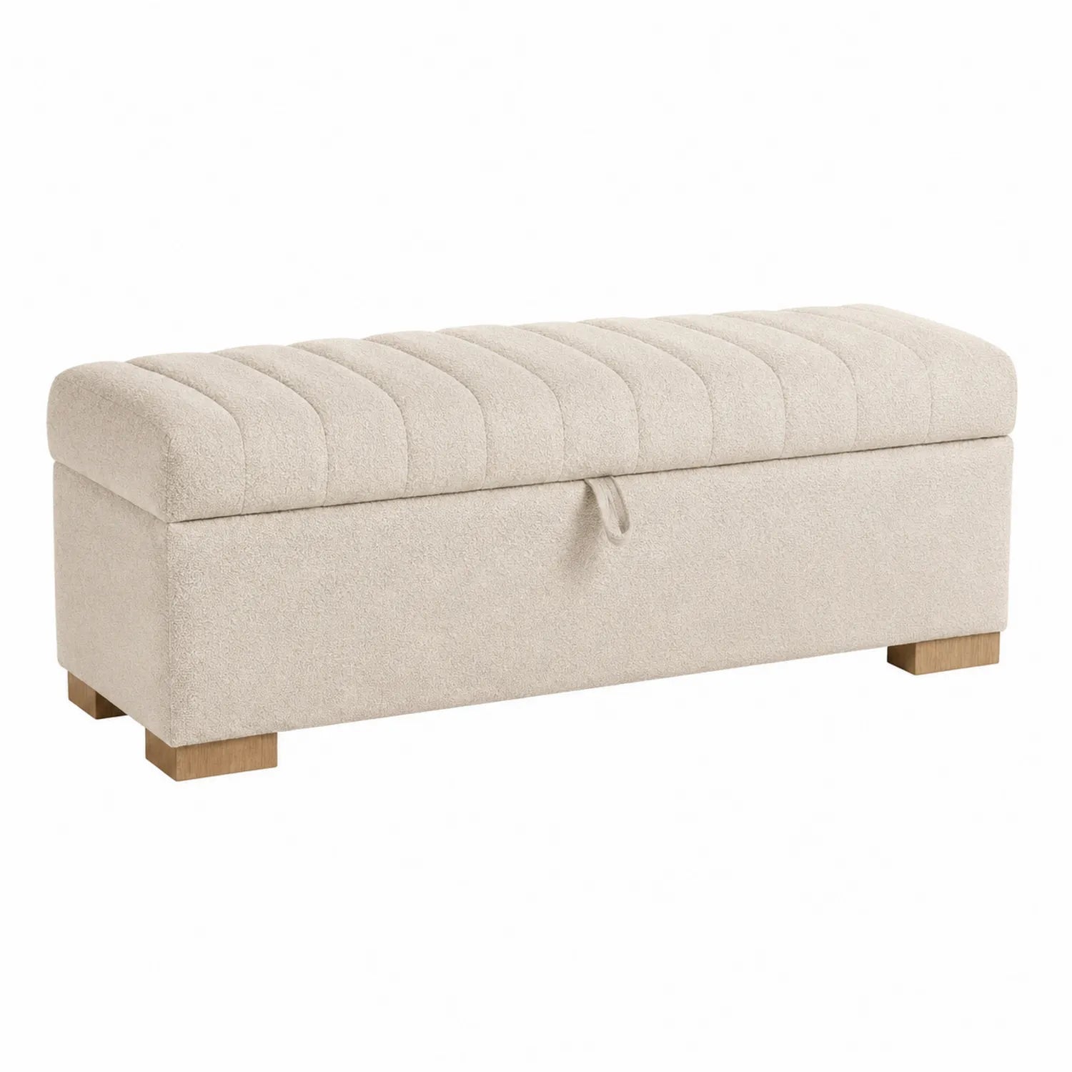 Stoff Sitzbank mit Stauraum Beige 120x40x45cm