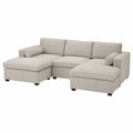 Ecksofa Stoff Beige mit Holzrahmen