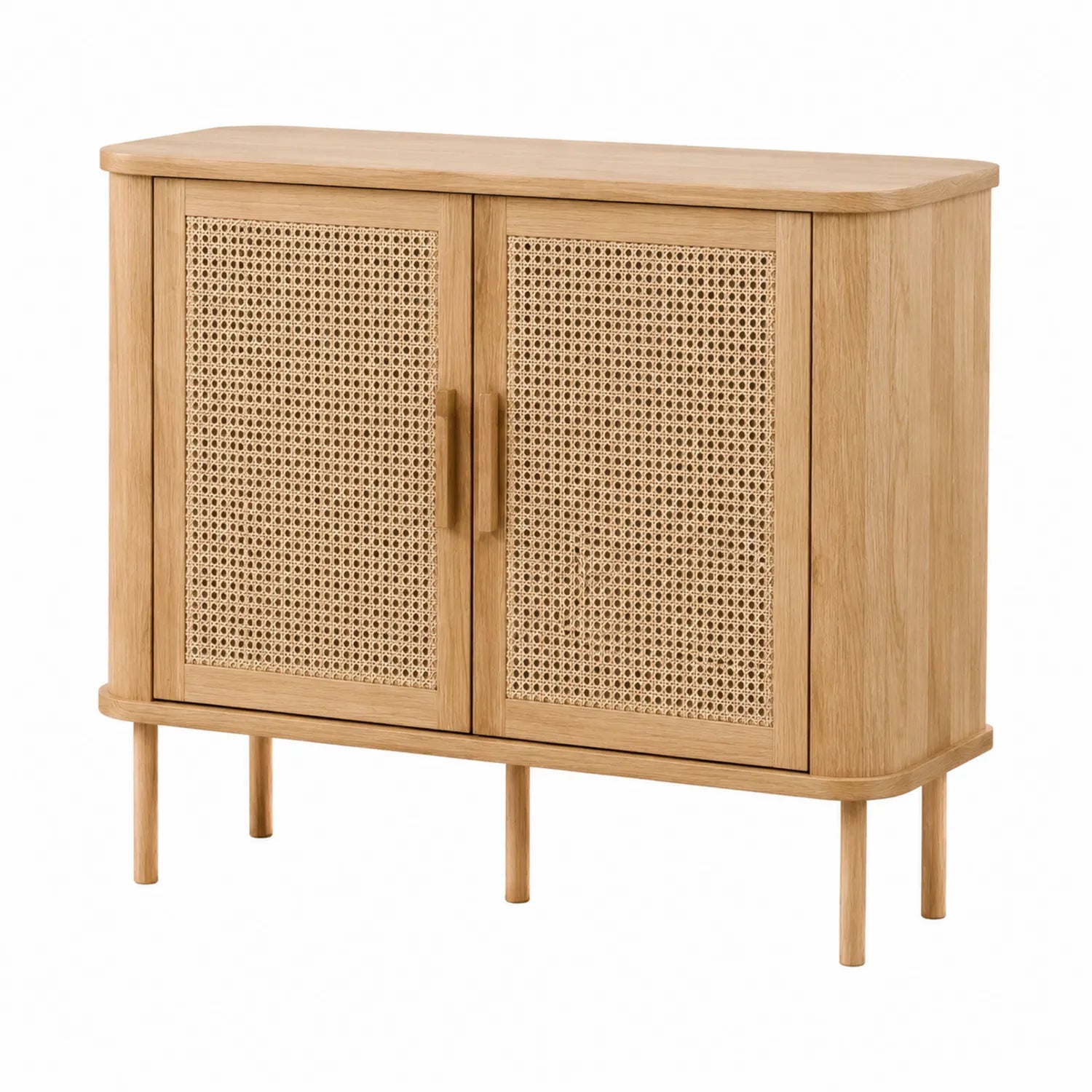 Sideboard aus Eichenholz mit Rattangittertüren